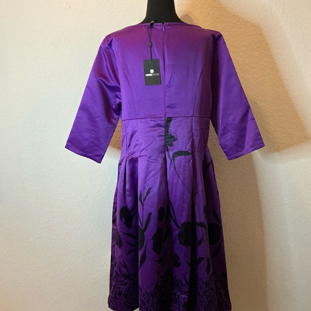 NWT STYLEWE Purple Dress with Cream Accent - Picture 3 of 5